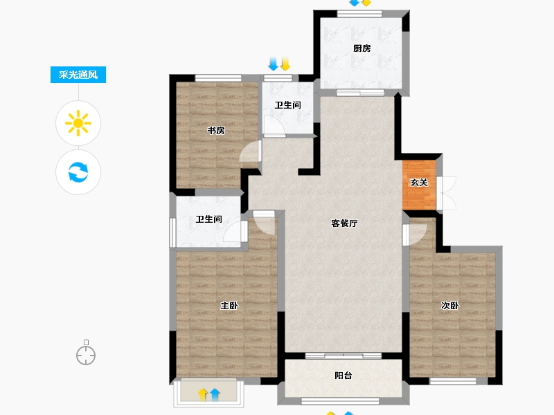 山东省-泰安市-福源翡翠嘉苑-108.01-户型库-采光通风