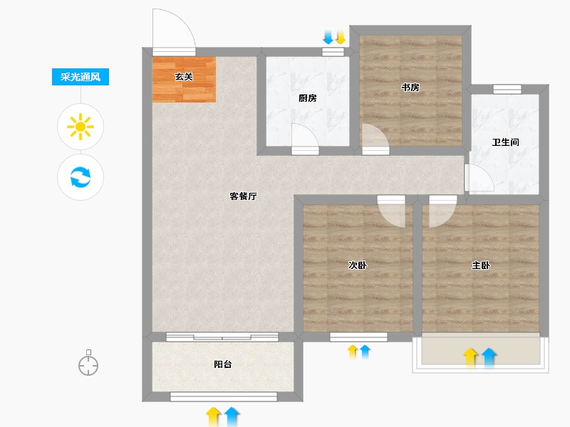 山东省-泰安市-大展鸿府-77.00-户型库-采光通风