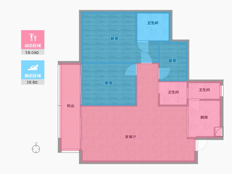 湖南省-郴州市-宜章泰山广场-88.72-户型库-动静分区