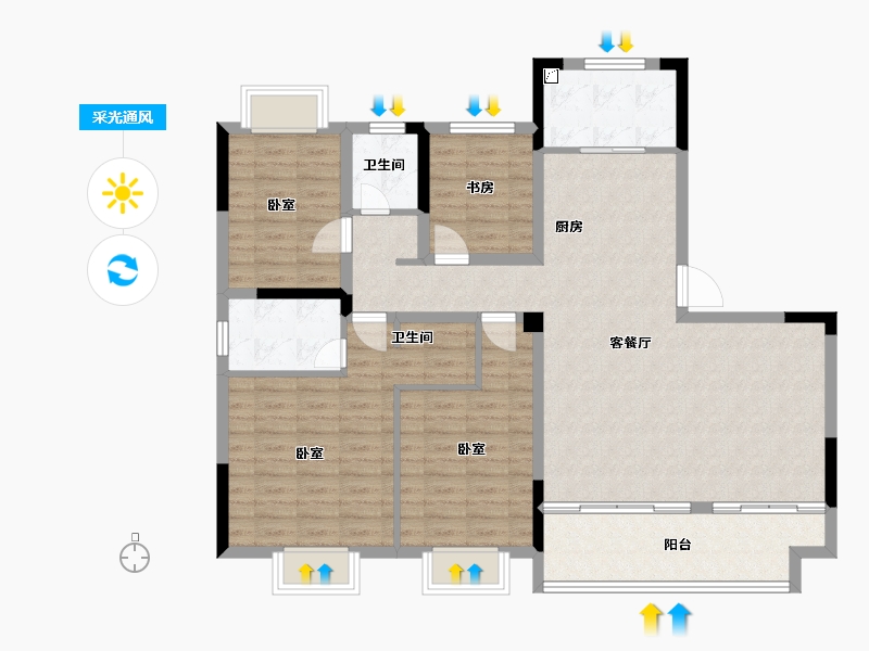 安徽省-宣城市-郎溪今创 香悦荣府-114.01-户型库-采光通风