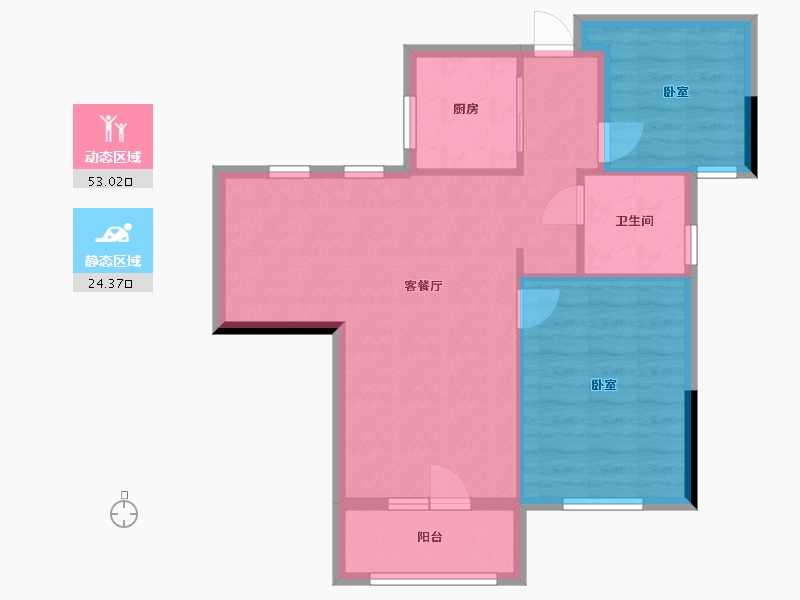 湖北省-武汉市-远洋世界3期悦璟湾-69.76-户型库-动静分区