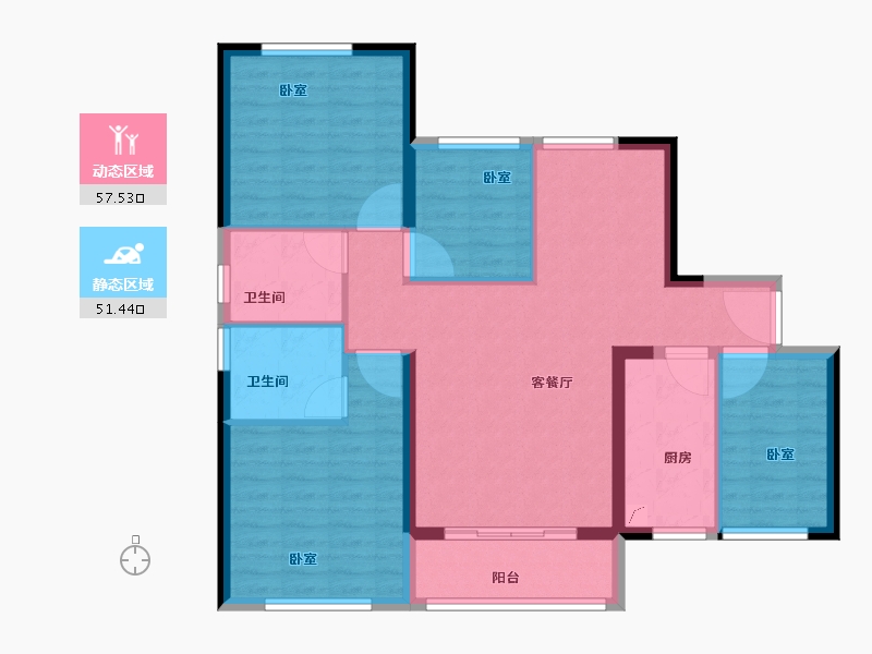 广东省-汕头市-龙腾嘉园-98.00-户型库-动静分区