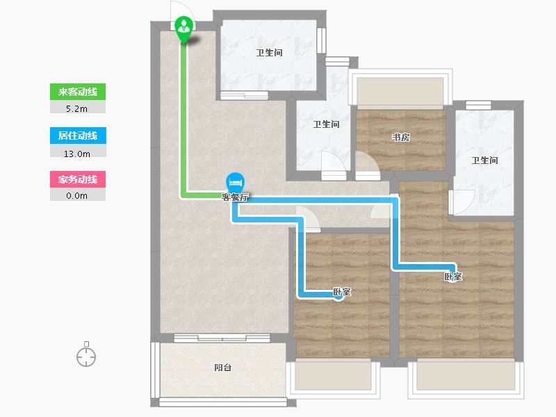 浙江省-嘉兴市-中天·钱塘玥-70.99-户型库-动静线