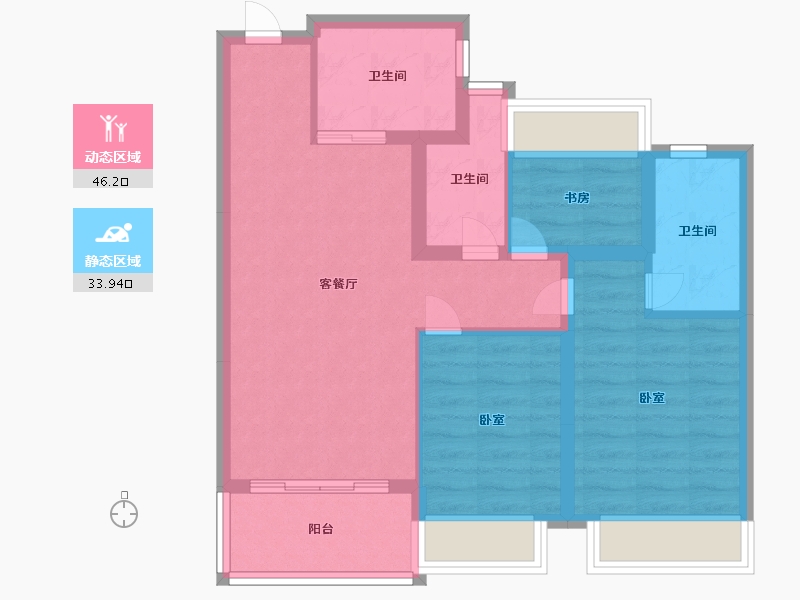 浙江省-嘉兴市-中天·钱塘玥-70.99-户型库-动静分区