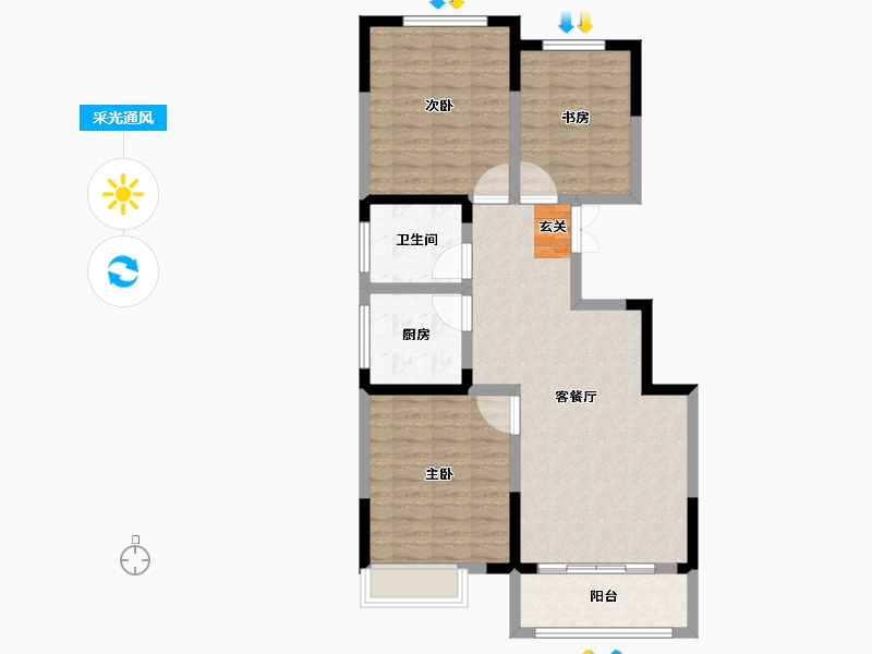 山东省-泰安市-福源翡翠嘉苑-87.01-户型库-采光通风