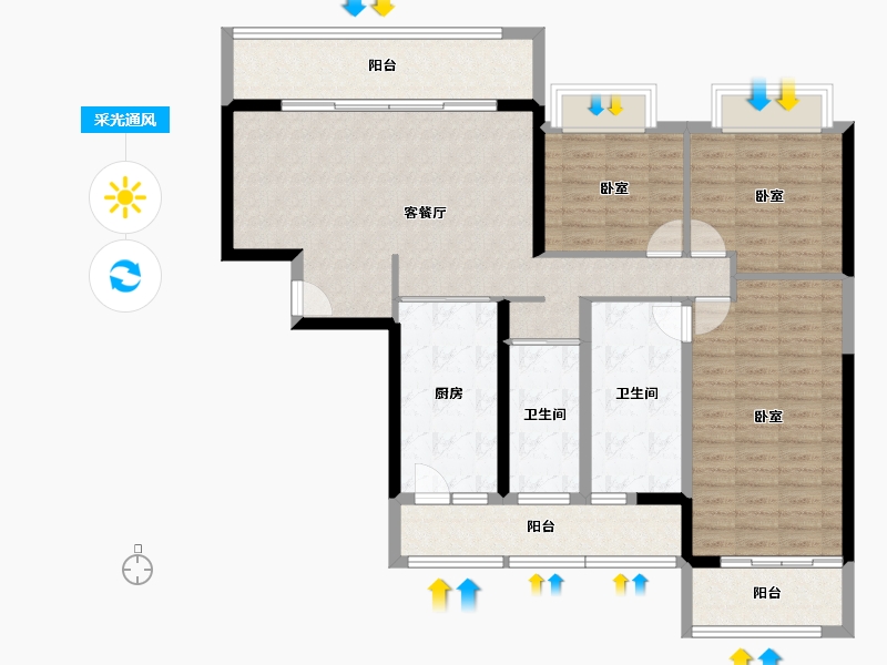 广东省-汕头市-中海寰宇天下-118.42-户型库-采光通风