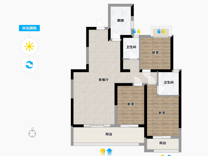 湖南省-岳阳市-南湖名门世家-97.59-户型库-采光通风