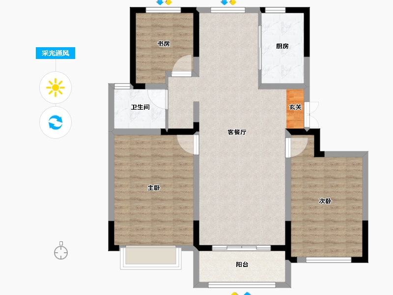 山东省-泰安市-福源翡翠嘉苑-97.00-户型库-采光通风