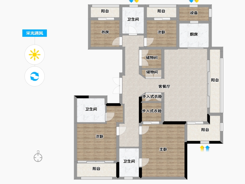 浙江省-杭州市-远洋西溪公馆-154.61-户型库-采光通风