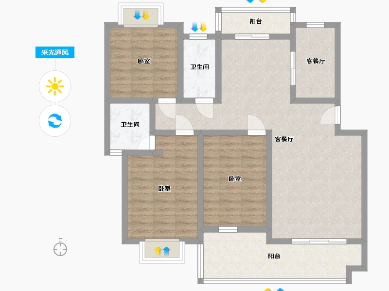 湖南省-岳阳市-鑫科蕙风园-97.89-户型库-采光通风