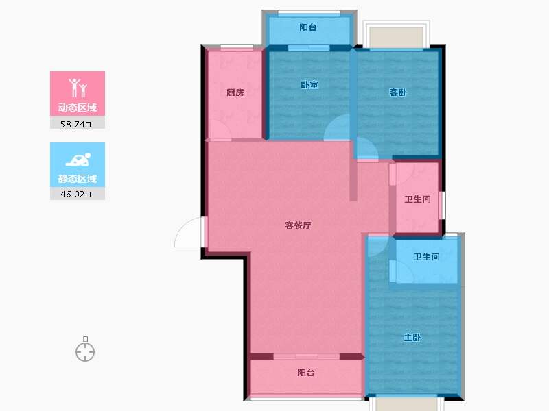 湖南省-常德市-鑫湖缘·时代广场-93.00-户型库-动静分区