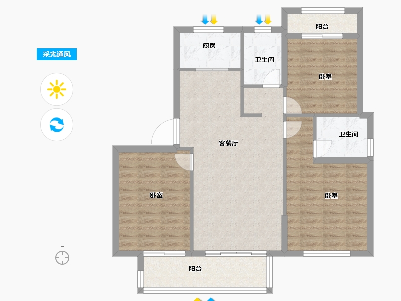 浙江省-嘉兴市-鸿翔香樟里-86.00-户型库-采光通风