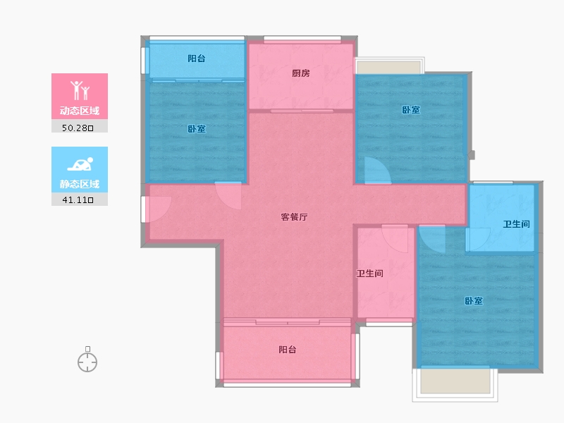 湖南省-郴州市-西苑8号-83.74-户型库-动静分区