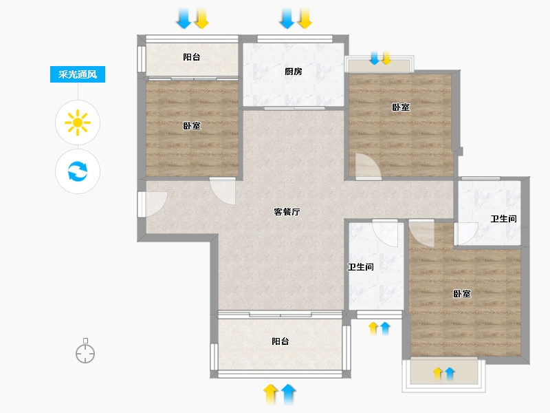 湖南省-郴州市-西苑8号-83.74-户型库-采光通风