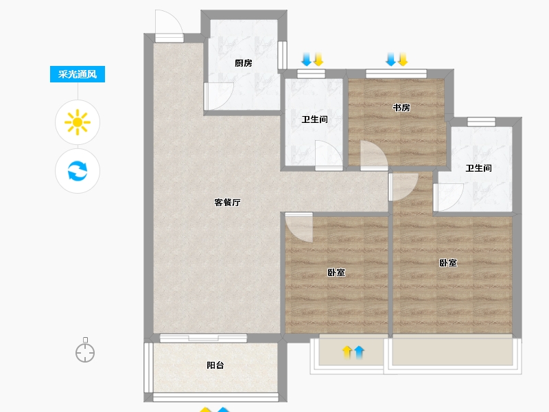 浙江省-嘉兴市-绿嘉兰园-70.49-户型库-采光通风