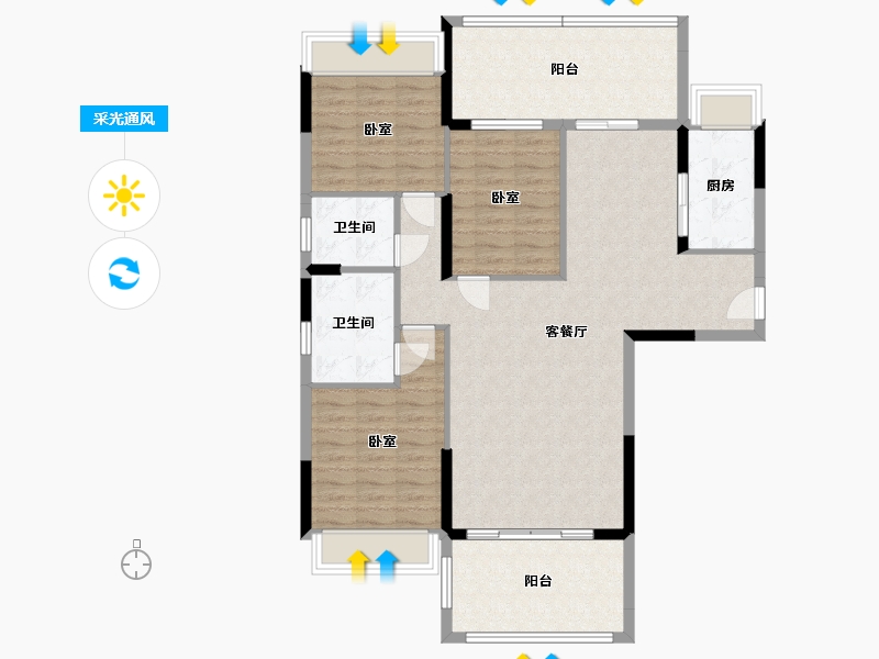 湖南省-衡阳市-博达新桂城-111.50-户型库-采光通风