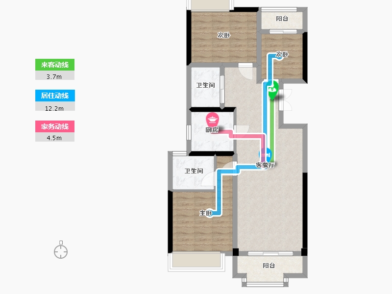 陕西省-咸阳市-奥园枫丹名郡-80.67-户型库-动静线