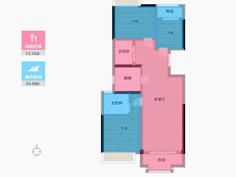 陕西省-咸阳市-奥园枫丹名郡-80.67-户型库-动静分区