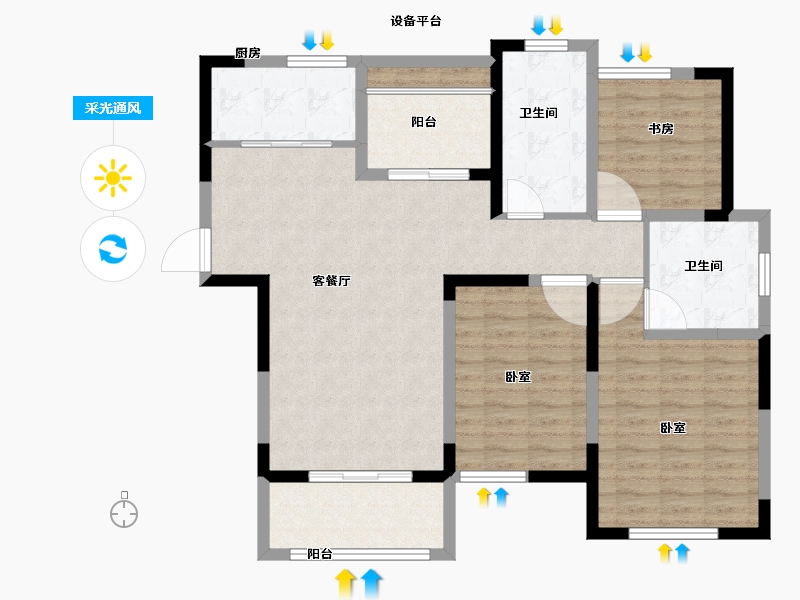 河南省-商丘市-金色福园三期-103.00-户型库-采光通风