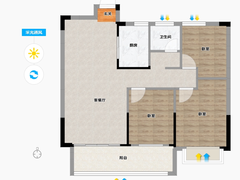 湖南省-邵阳市-江山如画-87.33-户型库-采光通风