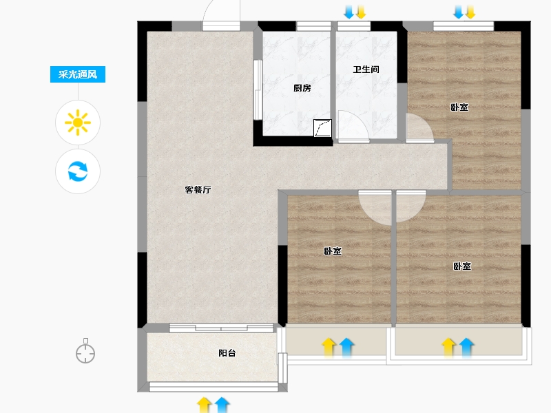 浙江省-嘉兴市-海伦堡氿月湾-76.00-户型库-采光通风