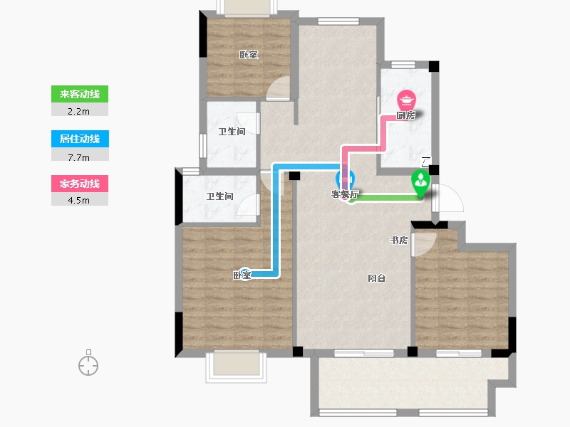 安徽省-宣城市-郎溪今创 香悦荣府-96.00-户型库-动静线