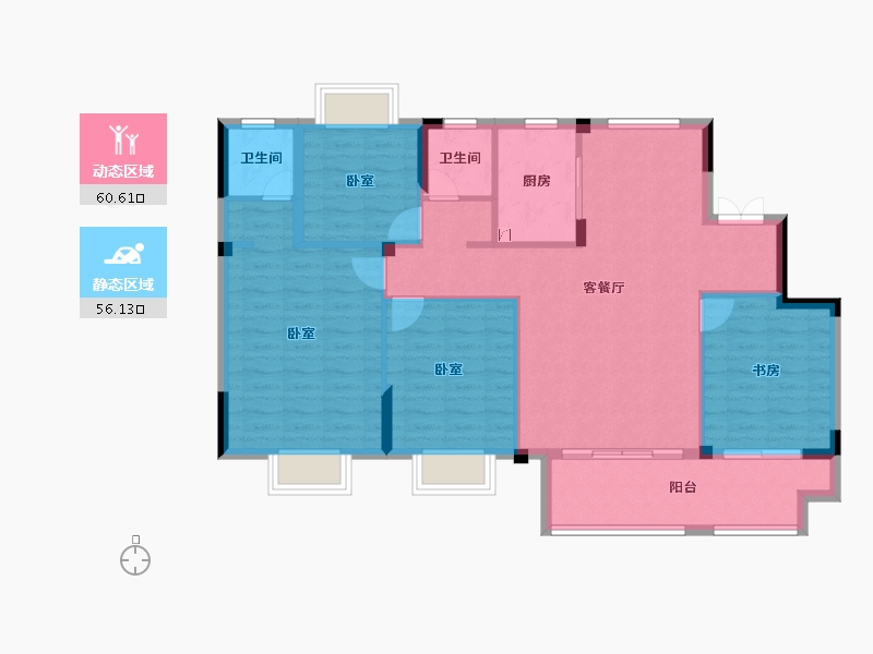 安徽省-宣城市-郎溪今创 香悦荣府-106.09-户型库-动静分区