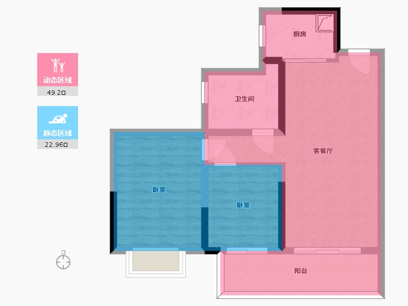 贵州省-遵义市-遵义吾悦广场-63.80-户型库-动静分区