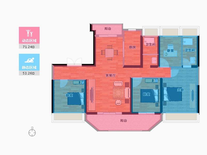 江苏省-宿迁市-碧桂园·翘楚棠-112.00-户型库-动静分区