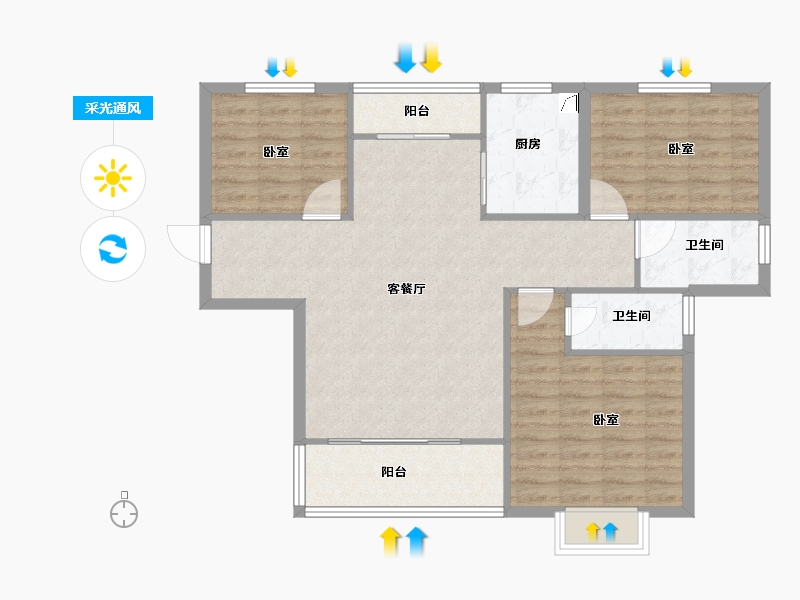 湖北省-孝感市-金都九龙城-94.00-户型库-采光通风