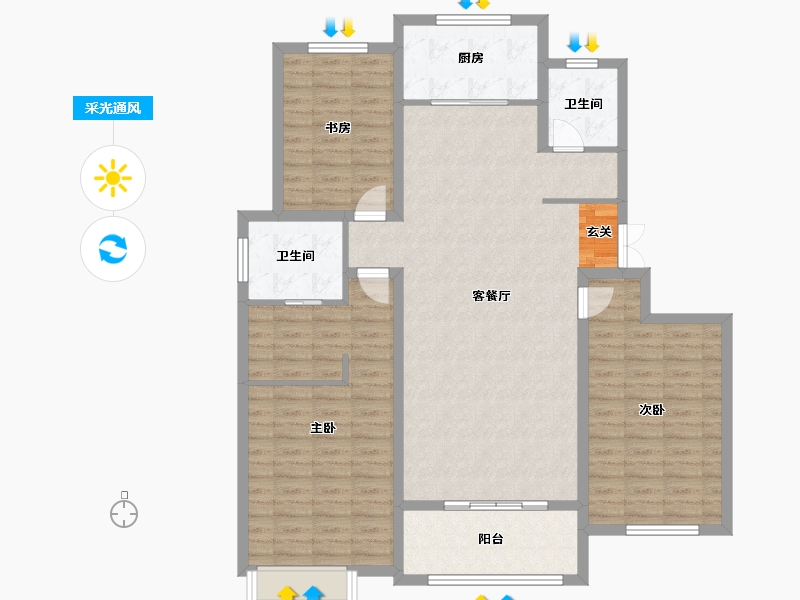 山东省-泰安市-福源翡翠嘉苑-121.00-户型库-采光通风