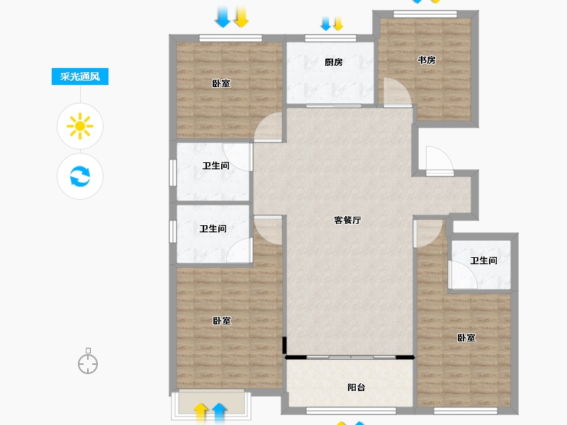 山东省-聊城市-精诚·中央华府-128.01-户型库-采光通风