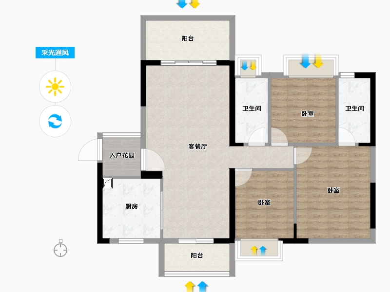 湖南省-衡阳市-银泰红城6~9期-102.23-户型库-采光通风