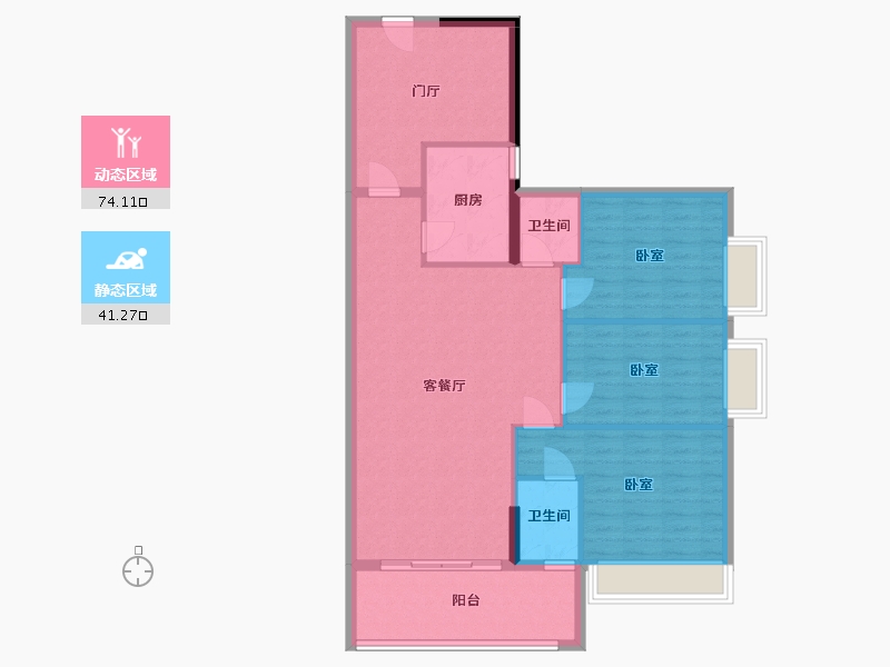 广东省-梅州市-龙腾一品-105.23-户型库-动静分区