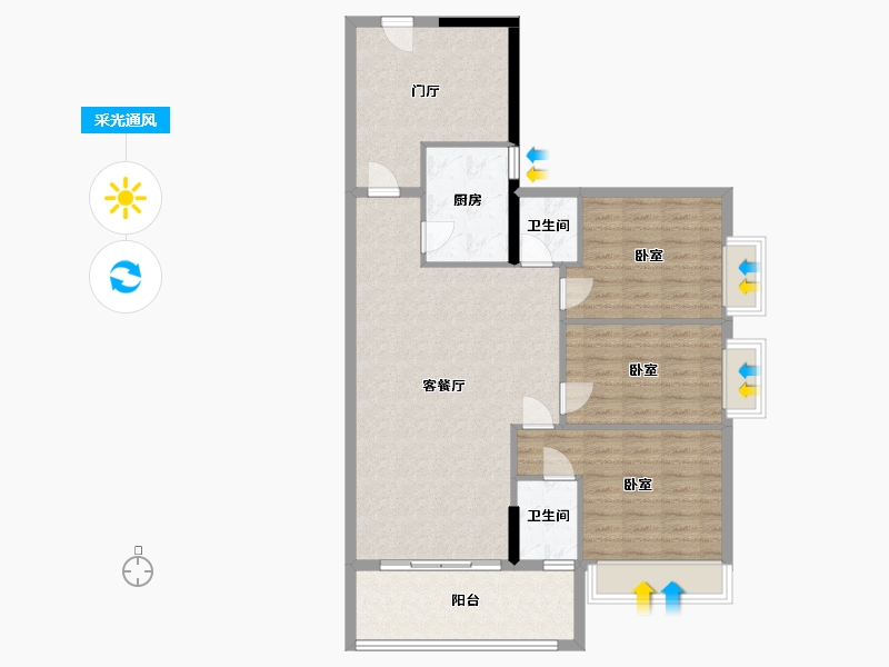 广东省-梅州市-龙腾一品-105.23-户型库-采光通风