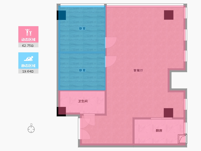 湖北省-武汉市-宝业中心-74.50-户型库-动静分区