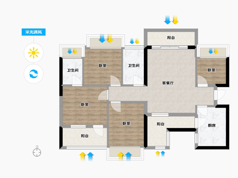 广东省-深圳市-大悦城·天玺壹号-85.60-户型库-采光通风