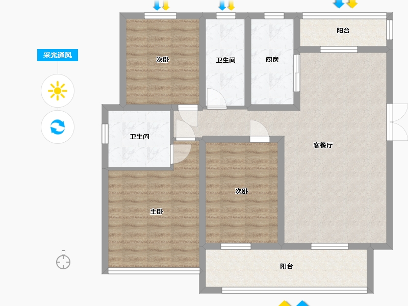 河南省-周口市-众恒华府-103.20-户型库-采光通风