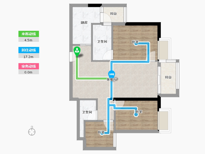 广东省-佛山市-桂南星晴公馆-66.90-户型库-动静线