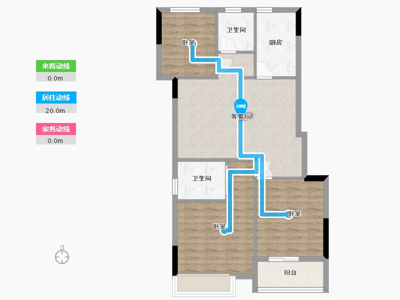 浙江省-嘉兴市-鸿翔·银杏里-75.00-户型库-动静线