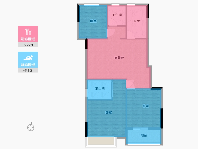 浙江省-嘉兴市-鸿翔·银杏里-75.00-户型库-动静分区