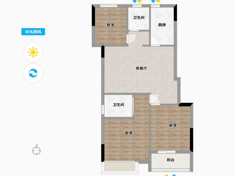 浙江省-嘉兴市-鸿翔·银杏里-75.00-户型库-采光通风