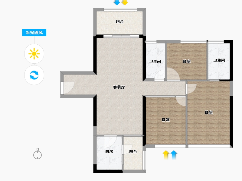 广东省-阳江市-粤沛森林湖-101.75-户型库-采光通风