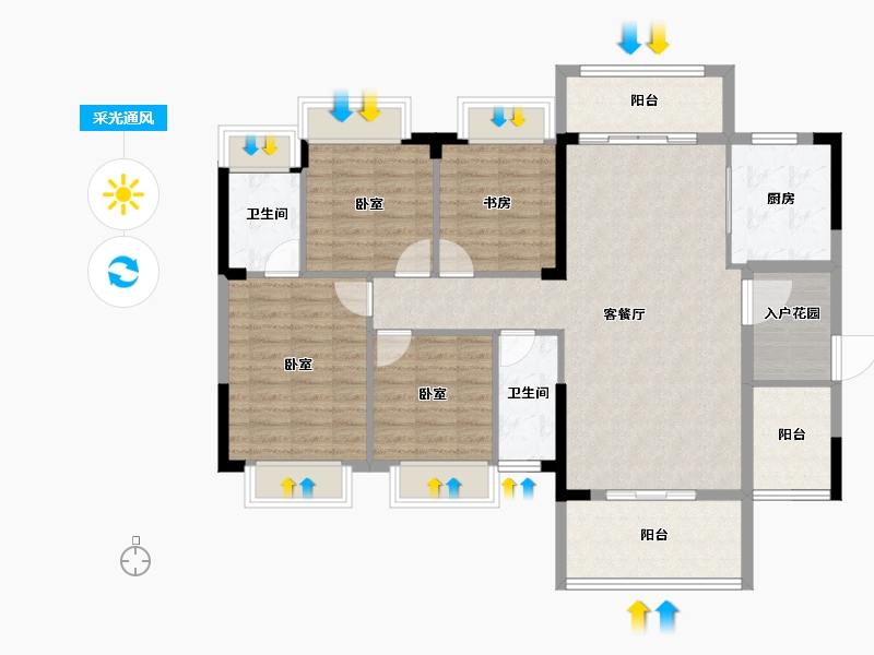 湖南省-衡阳市-银泰红城6~9期-114.00-户型库-采光通风