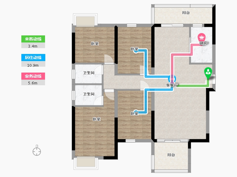 湖南省-岳阳市-南湖名门世家-114.87-户型库-动静线