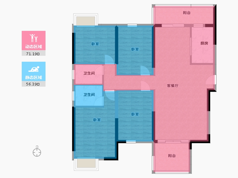 湖南省-岳阳市-南湖名门世家-114.87-户型库-动静分区