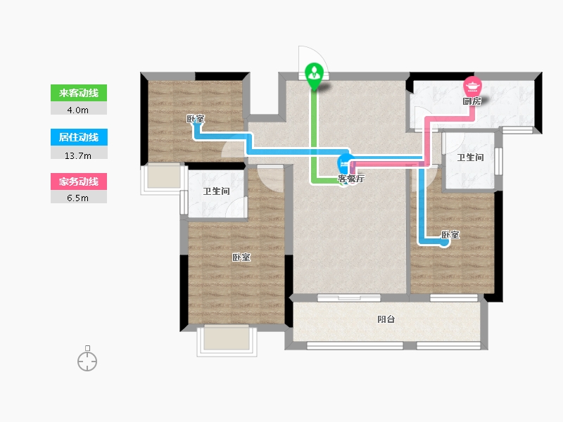 湖南省-怀化市-大汉名邸-86.35-户型库-动静线