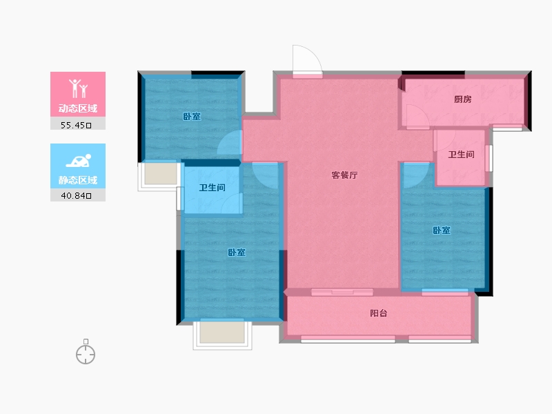 湖南省-怀化市-大汉名邸-86.35-户型库-动静分区