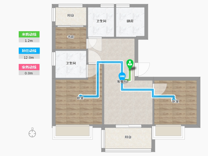 浙江省-嘉兴市-绿嘉兰园-68.56-户型库-动静线