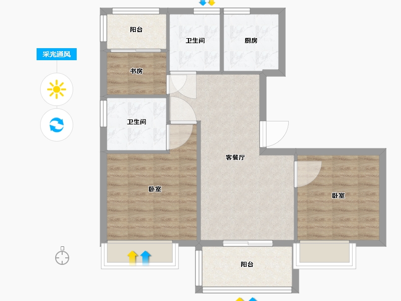 浙江省-嘉兴市-绿嘉兰园-68.56-户型库-采光通风